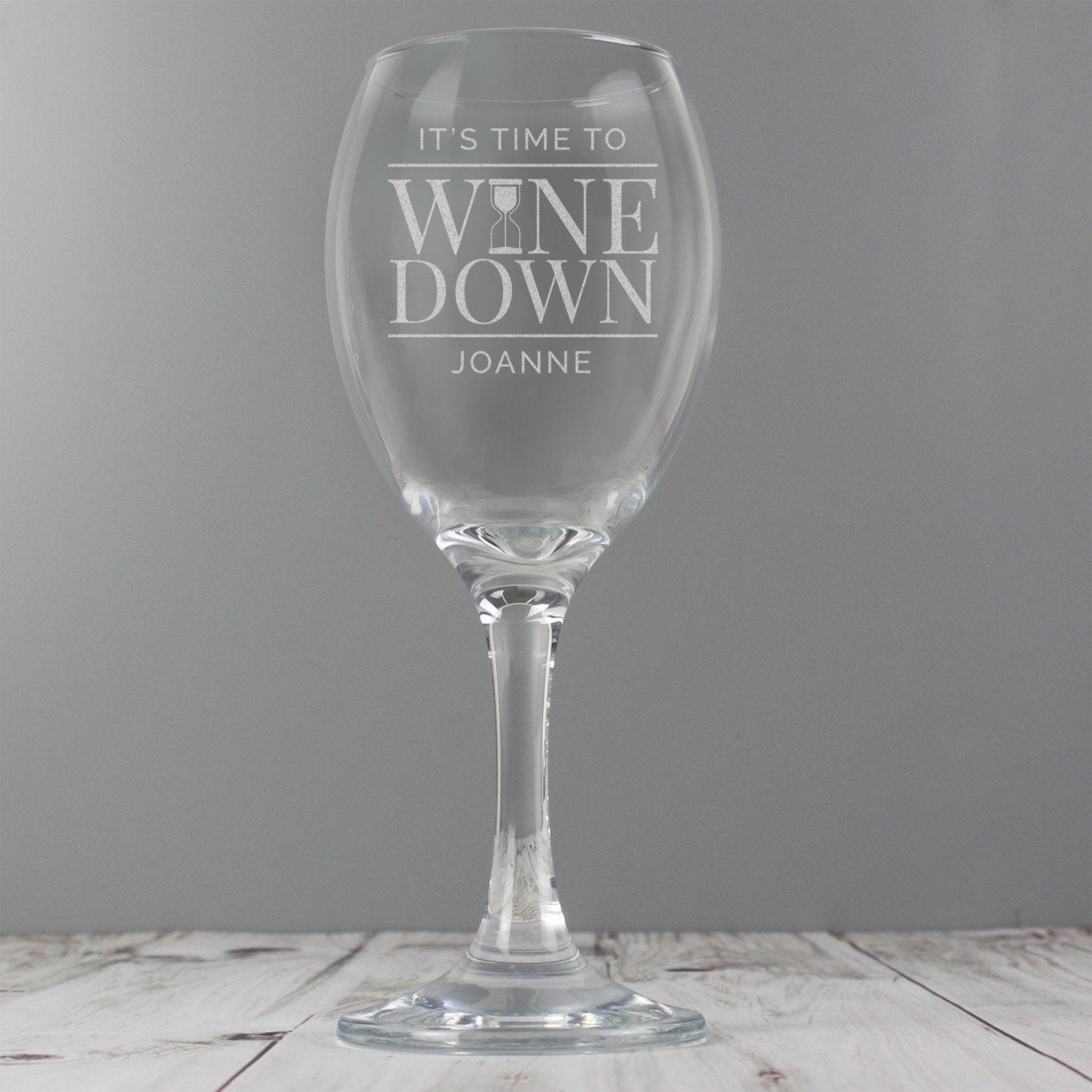 Personalised ’It’s Time to Wine Down’ Wine Glass: 2 - Wine Glasses By Gift Moments