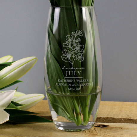 Personalised July Birth Flower Bullet Vase: 3 - Vases By Gift Moments