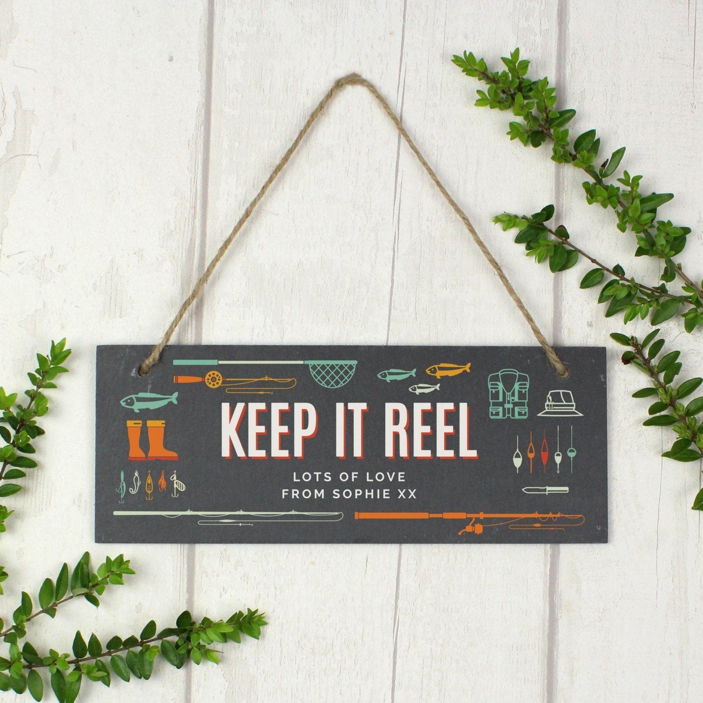 Personalised ’Keep It Reel’ Printed Hanging Slate Plaque: 2 - Signs & Plaques By Gift Moments