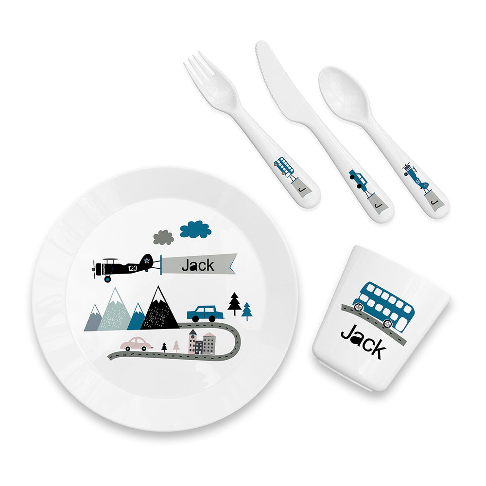 Personalised Kids Adventure Dining Set: 3 Tableware By Gift Moments