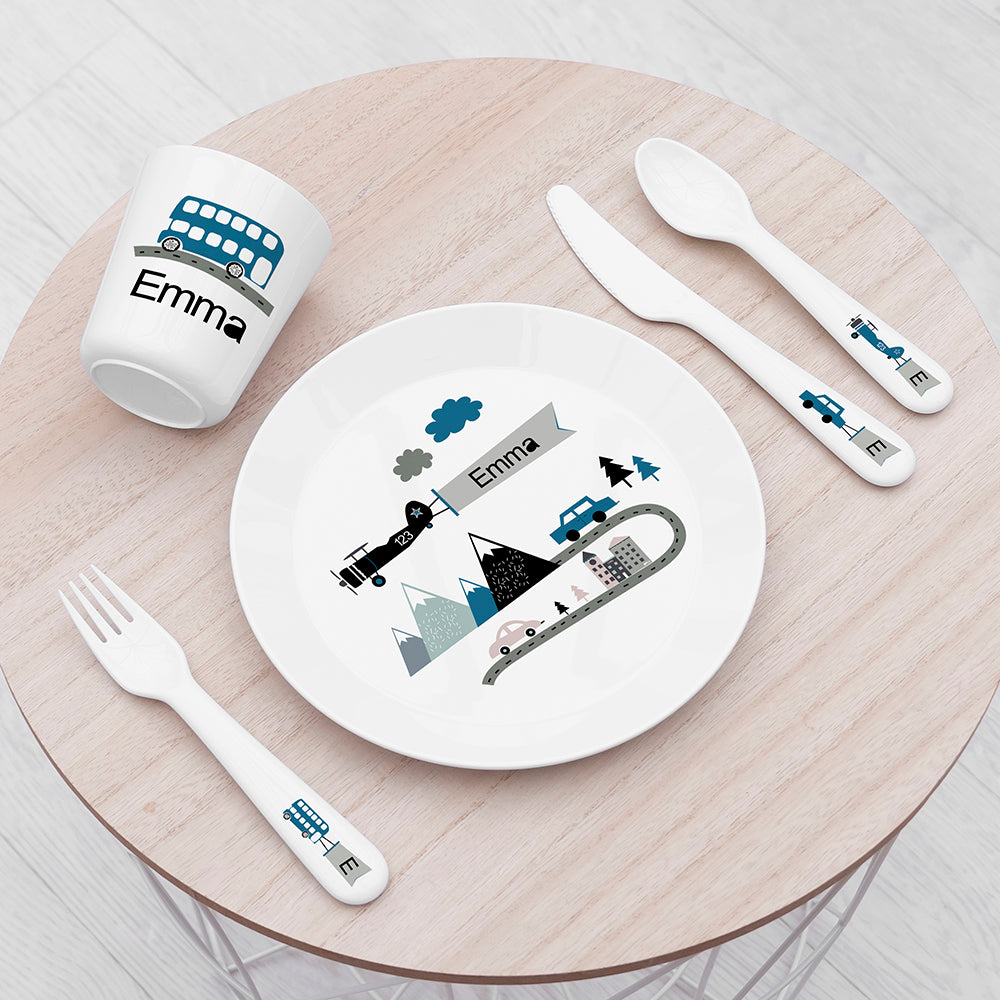 Personalised Kids Adventure Dining Set: 2 Tableware By Gift Moments