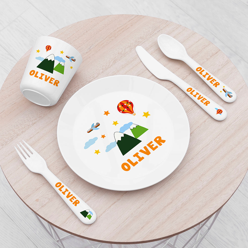 Personalised Kids Adventure Plastic Dining Set: 1 - Tableware By Gift Moments