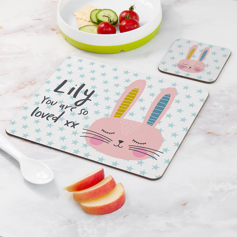 Personalised Kid’s Bunny Placemat & Coaster Sets: 5 - Placemats By Gift Moments