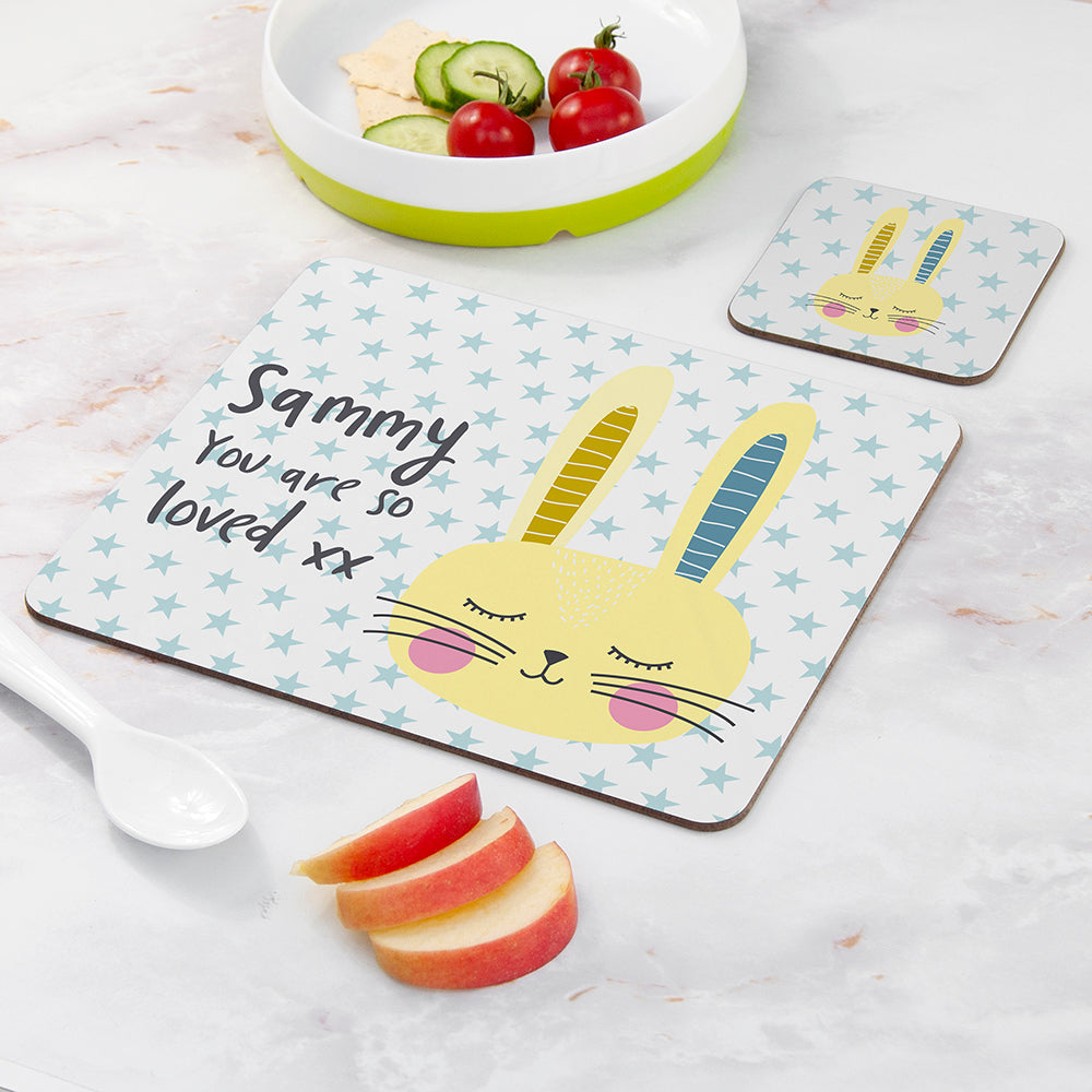 Personalised Kid’s Bunny Placemat & Coaster Sets: 8 - Placemats By Gift Moments