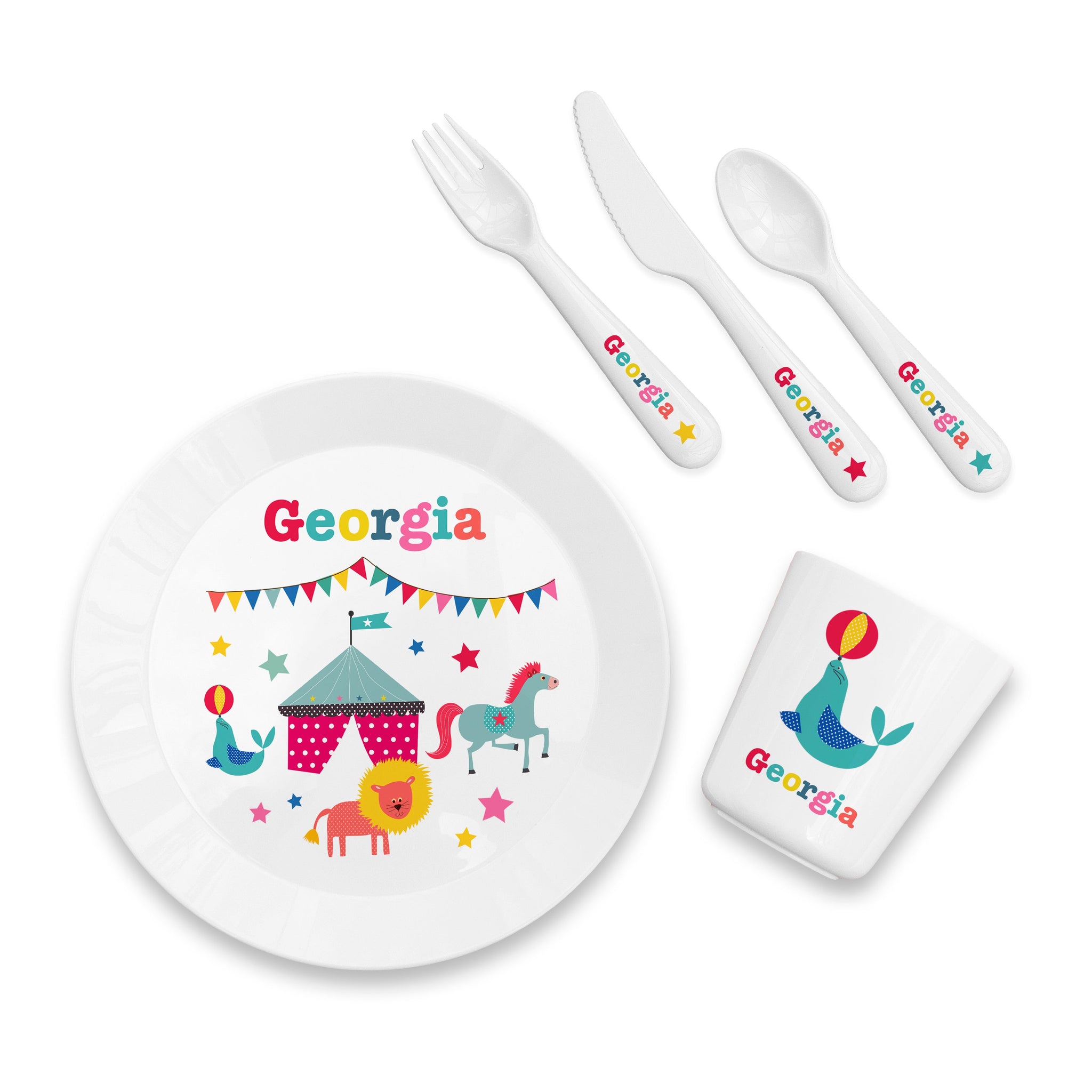 Personalised Kids Circus Dining Set: 3 - Tableware By Gift Moments