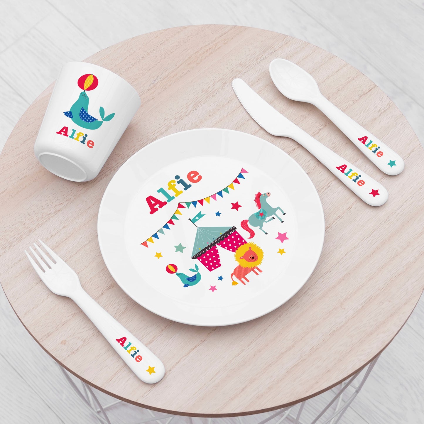 Personalised Kids Circus Dining Set: 4 - Tableware By Gift Moments