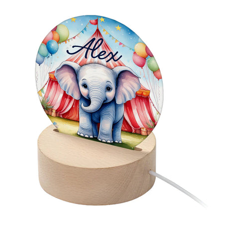 Personalised Kid’s Circus Elephant LED Night Light: 1 LED Lighting By Gift Moments