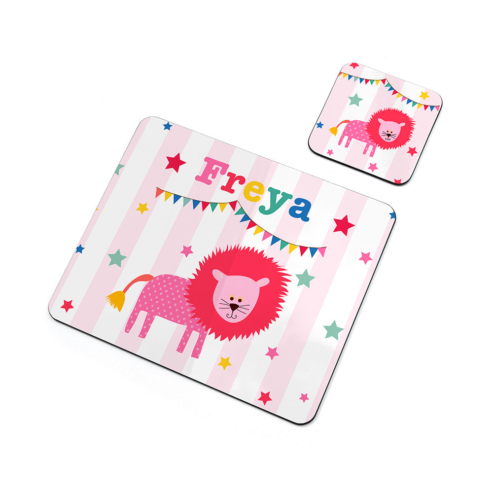 Personalised Kid’s Circus Lion Placemat & Coaster Set: 3 - Placemats By Gift Moments