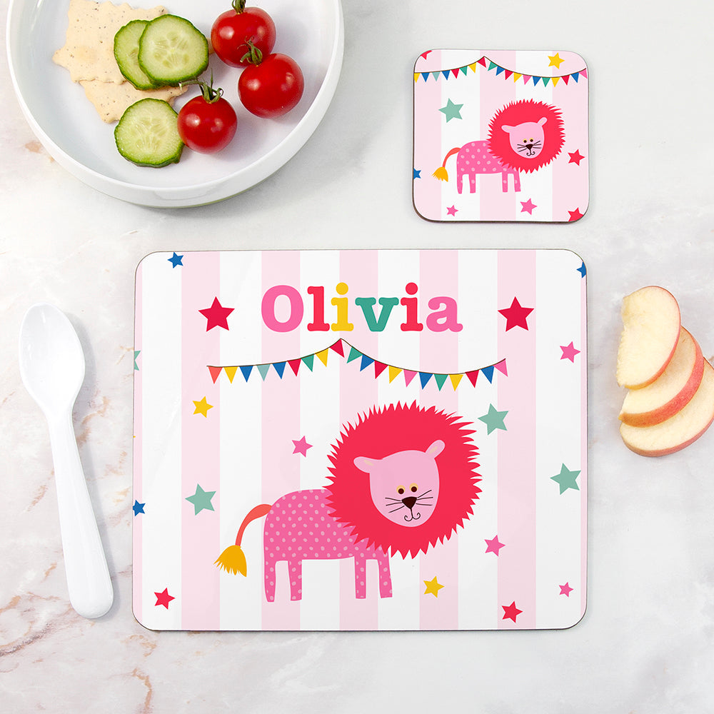 Personalised Kid’s Circus Lion Placemat & Coaster Set: 1 - Placemats By Gift Moments