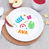 Personalised Kids Colourful Shapes Plastic Dining Set: 3 Tableware By Gift Moments