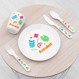 Personalised Kids Colourful Shapes Plastic Dining Set: 1 Tableware By Gift Moments