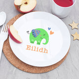 Personalised Kids Elephant Plastic Dining Set: 3 Tableware By Gift Moments