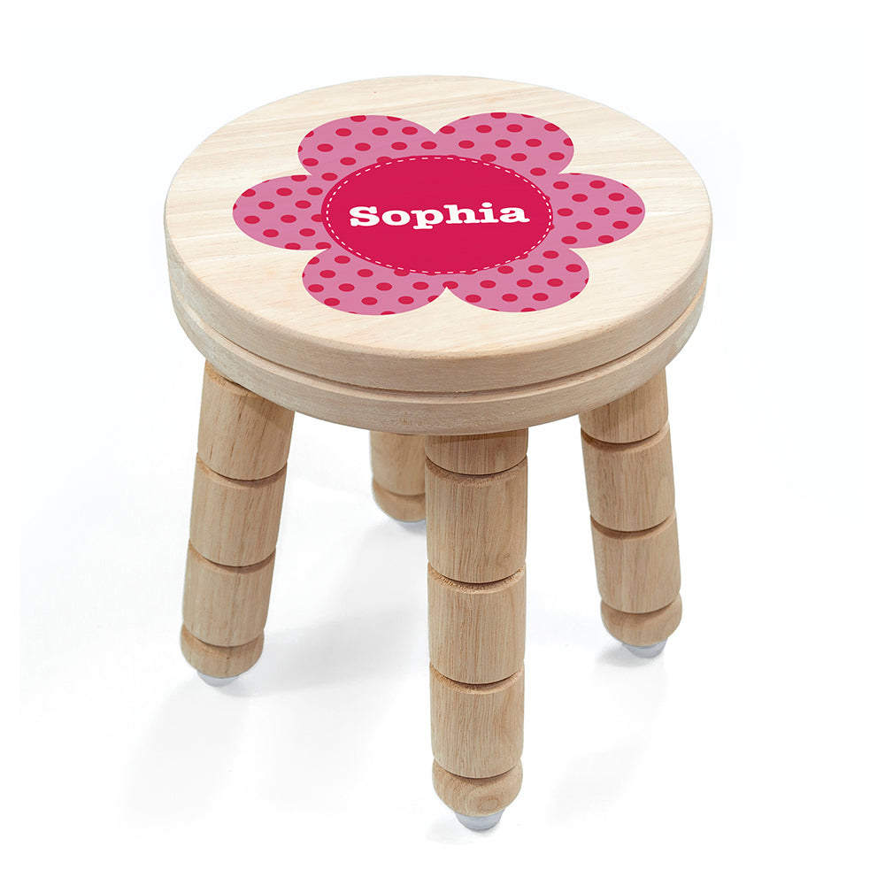Personalised Kid’s Flower Wooden Stool: 3 - Wooden Stools By Gift Moments