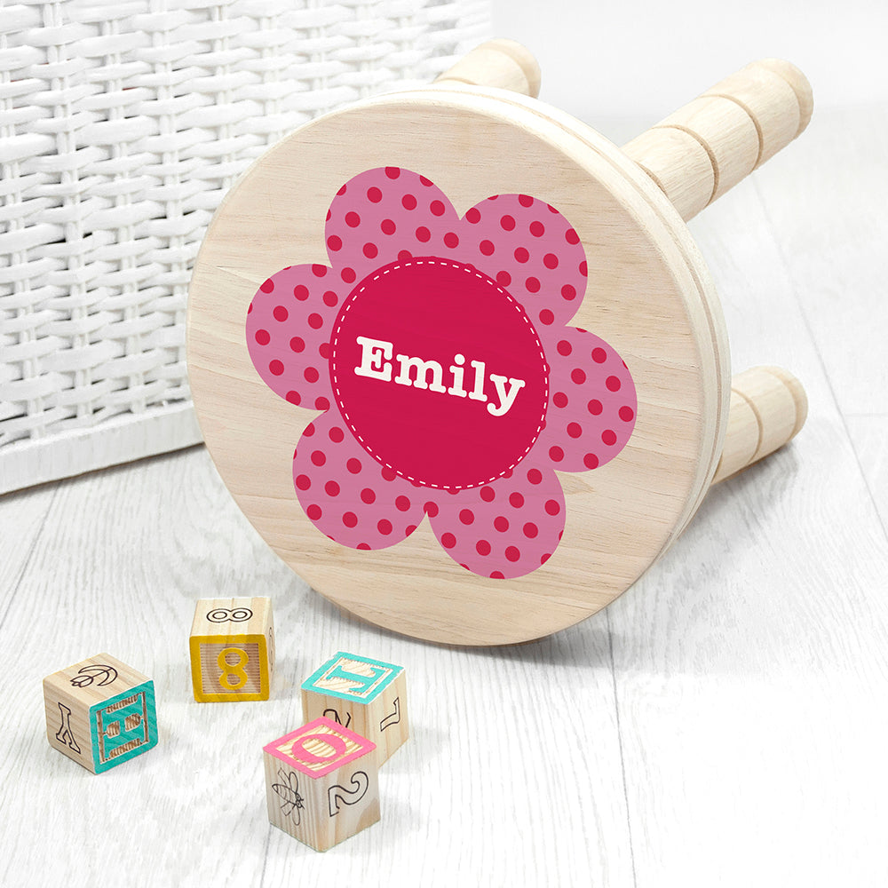Personalised Kid’s Flower Wooden Stool: 1 Wooden Stools By Gift Moments