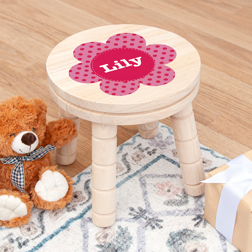 Personalised Kid’s Flower Wooden Stool: 4 - Wooden Stools By Gift Moments