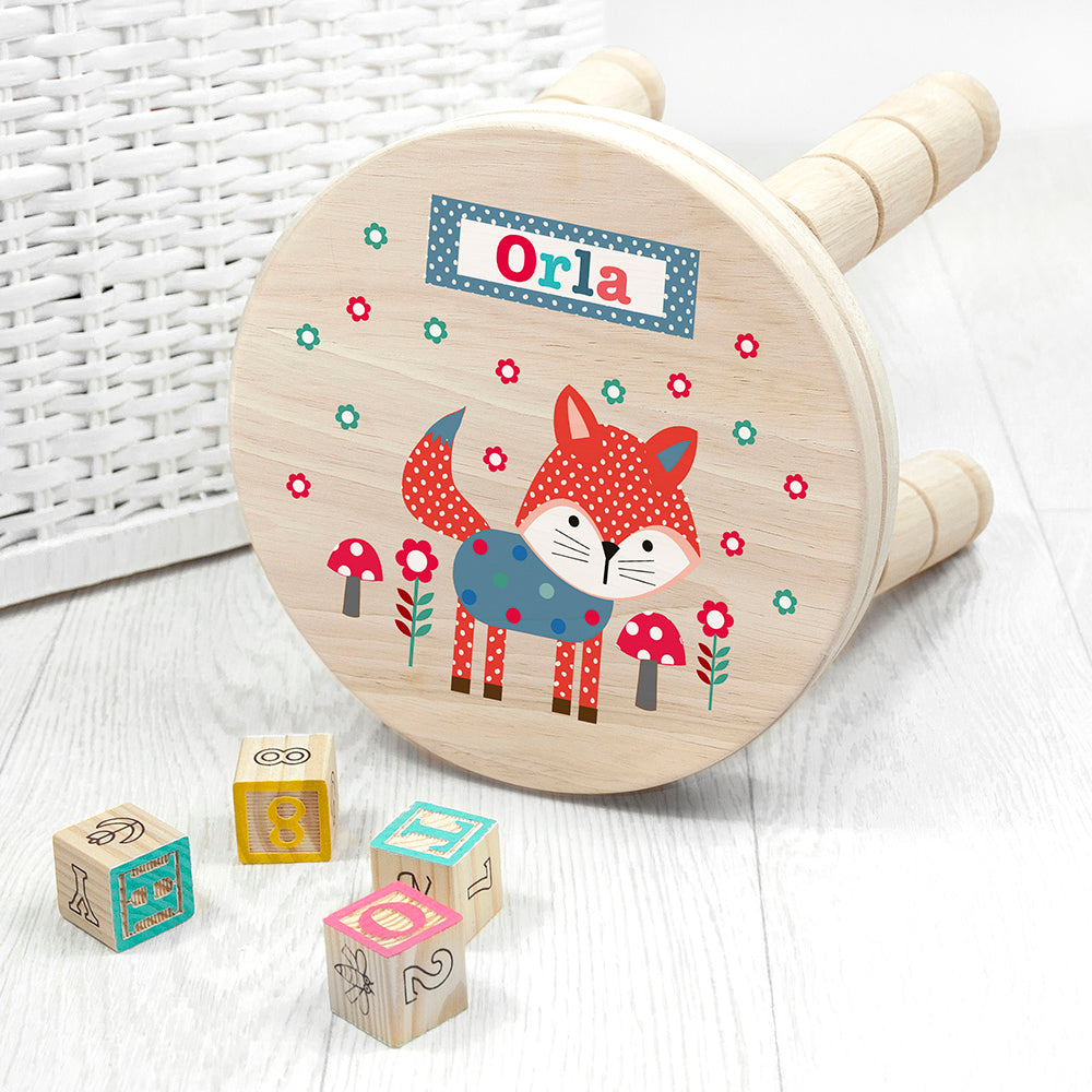 Personalised Kid’s Fox Wooden Stool: 1 - Wooden Stools By Gift Moments