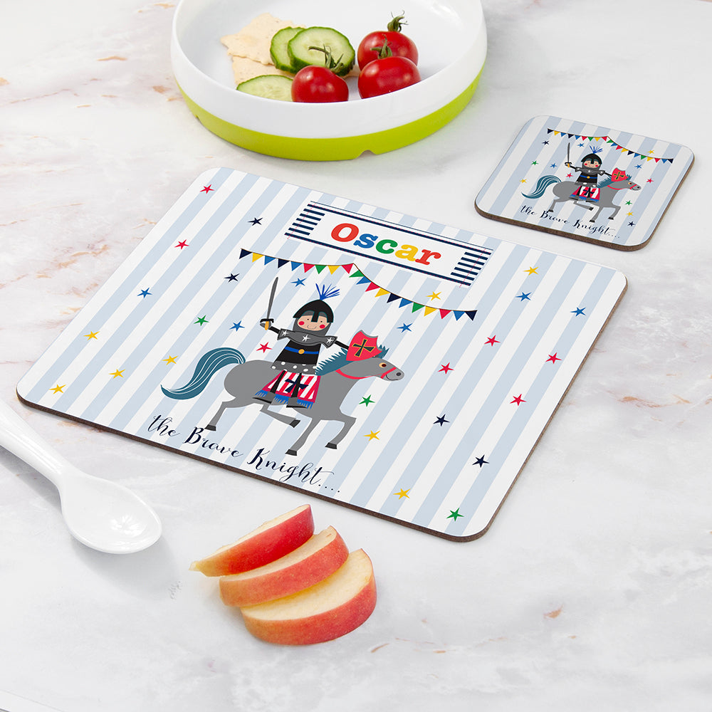 Personalised Kid’s Knight Placemat & Coaster Set: 2 - Placemats By Gift Moments