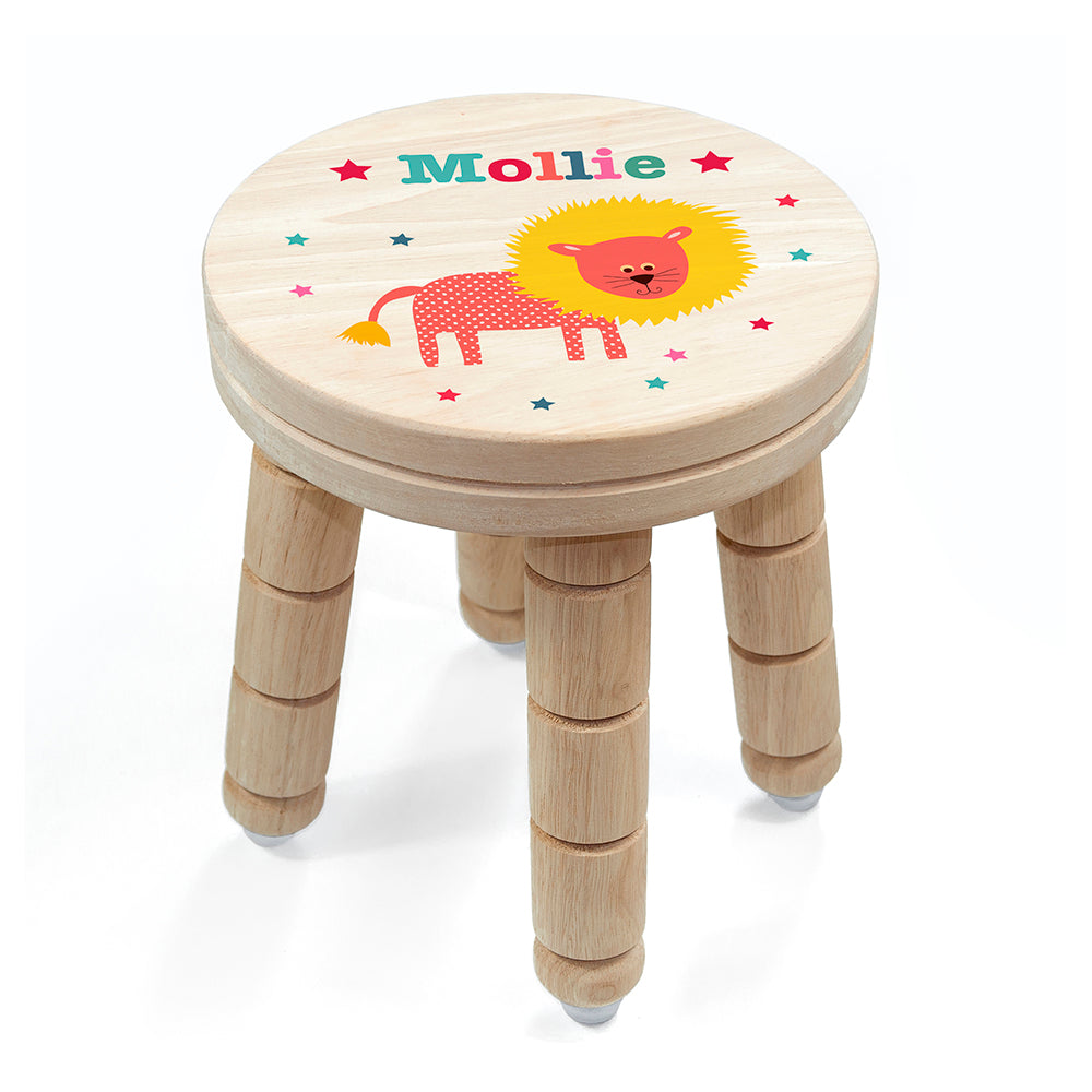 Personalised Kid’s Lion Wooden Stool: 4 Wooden Stools By Gift Moments