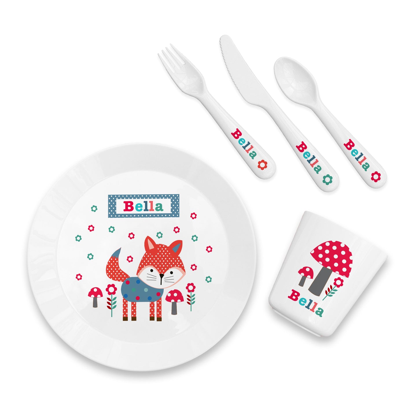 Personalised Kids Little Fox Dining Set: 3 - Tableware By Gift Moments