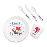 Personalised Kids Little Fox Dining Set: 3 Tableware By Gift Moments