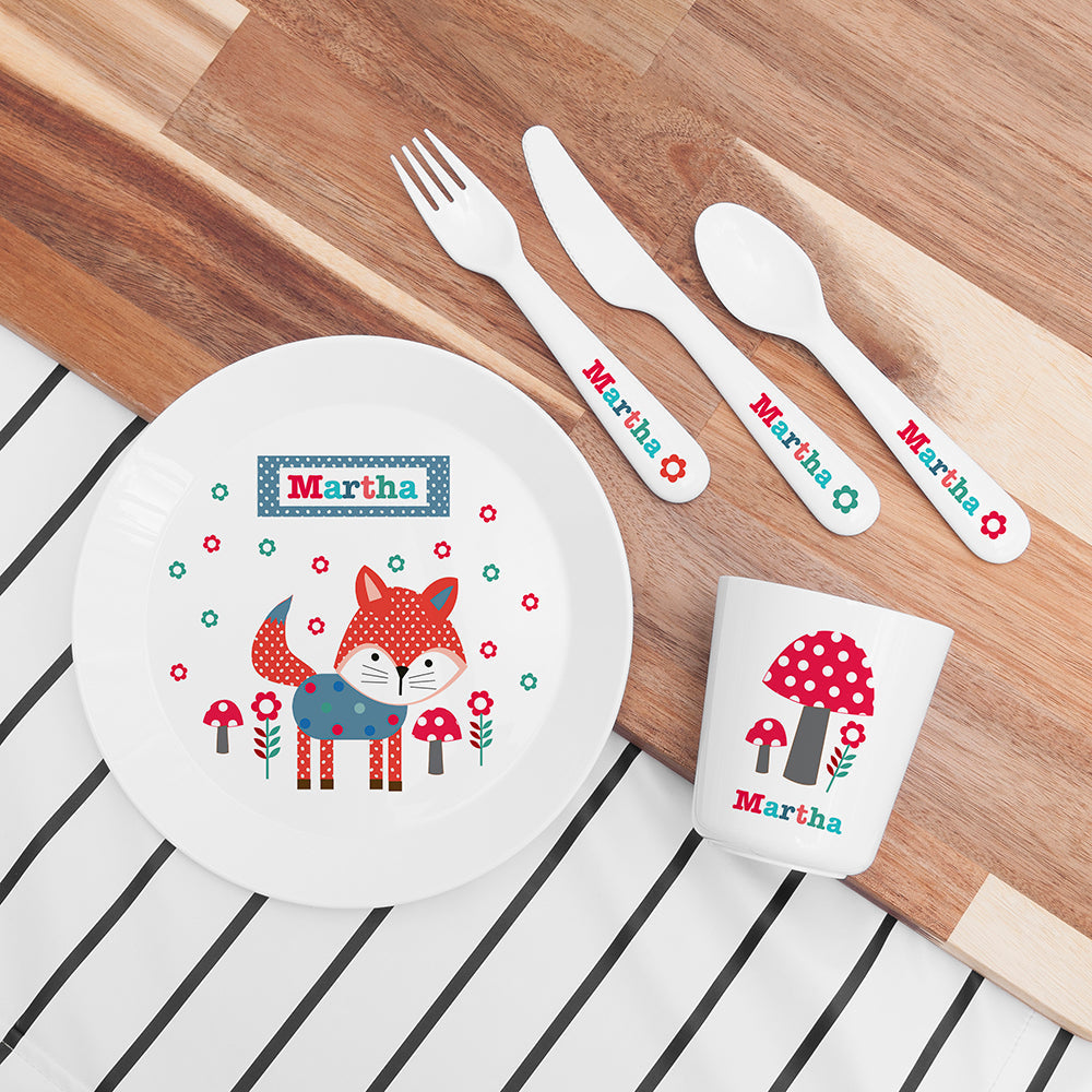 Personalised Kids Little Fox Dining Set: 1 Tableware By Gift Moments