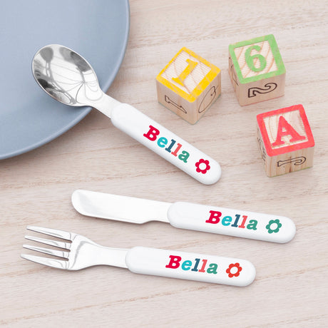 Personalised Kids Little Fox Metal Cutlery Set - Shop Cutlery Sets At Gift Moments - 1
