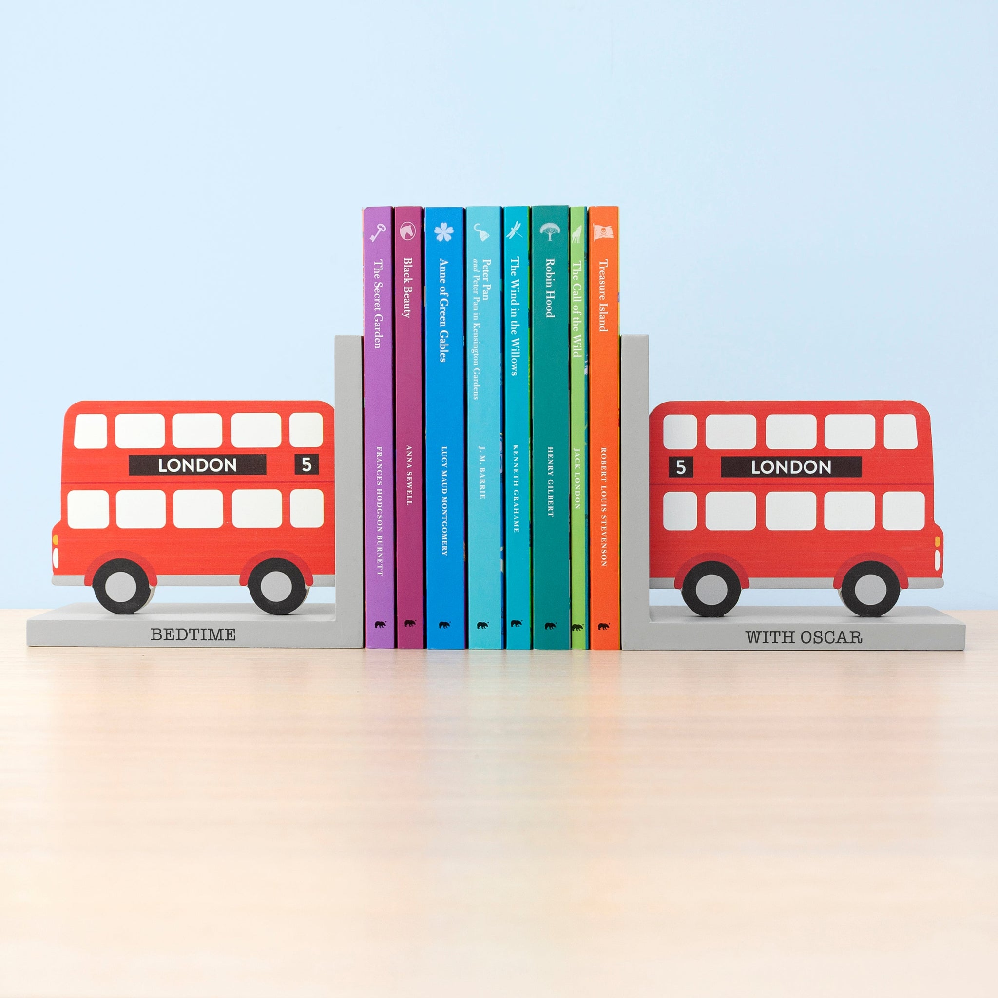 Personalised Kids London Bus Bookends: 2 - Bookends By Gift Moments