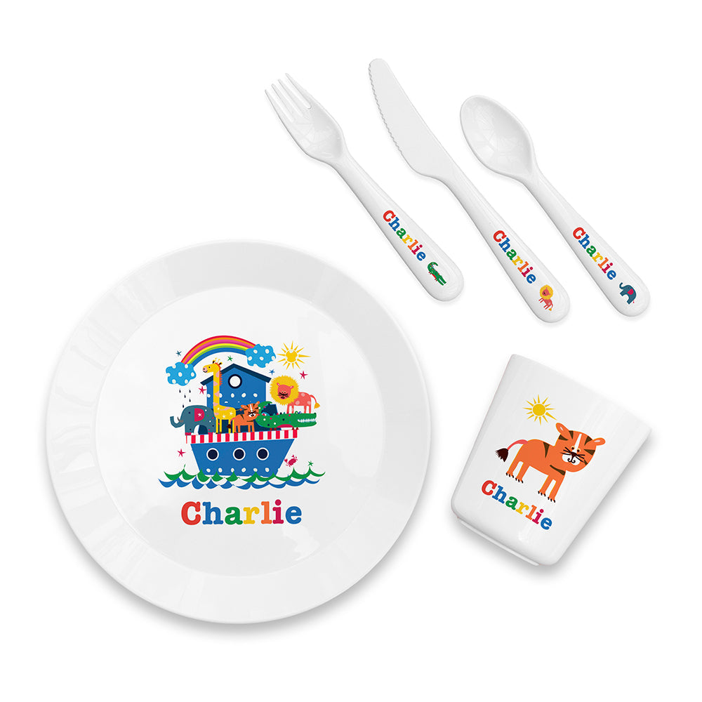 Personalised Kids Noah’s Ark Dining Set: 3 - Tableware By Gift Moments