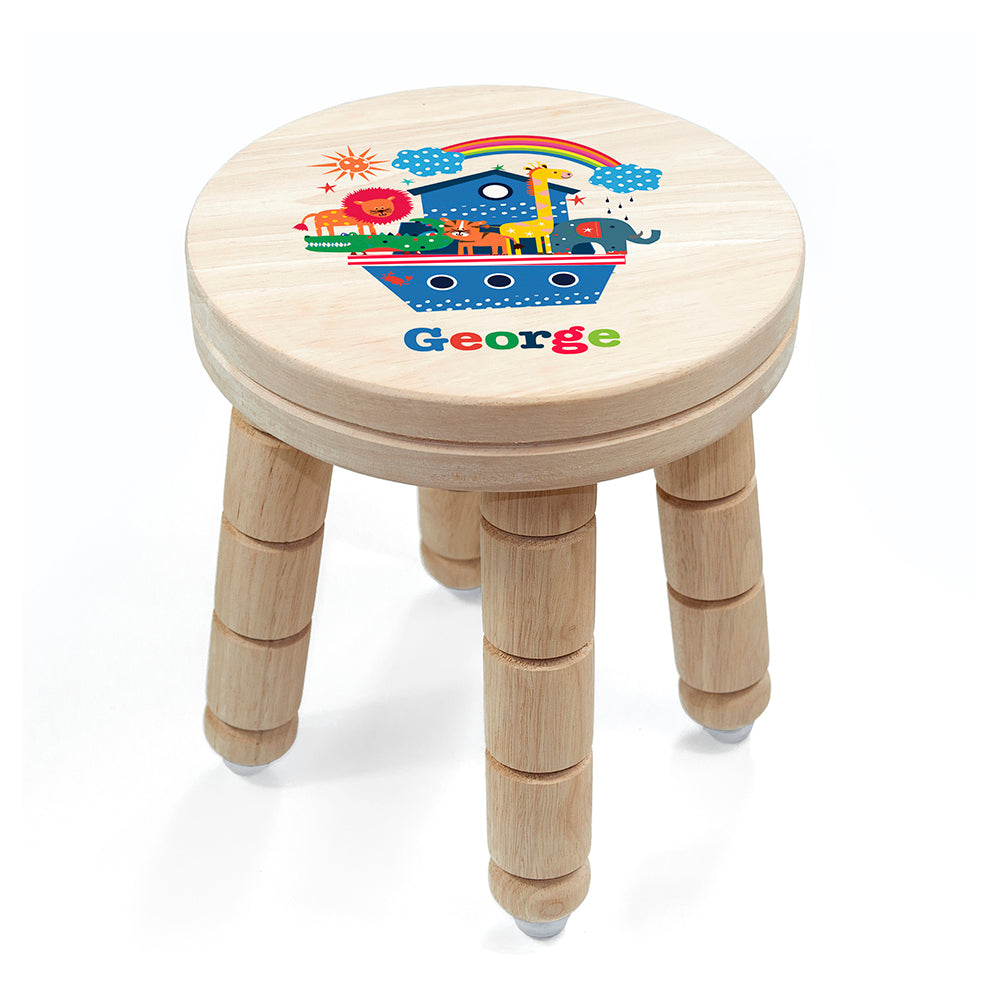 Personalised Kid’s Noah’s Ark Wooden Stool: 3 - Wooden Stools By Gift Moments