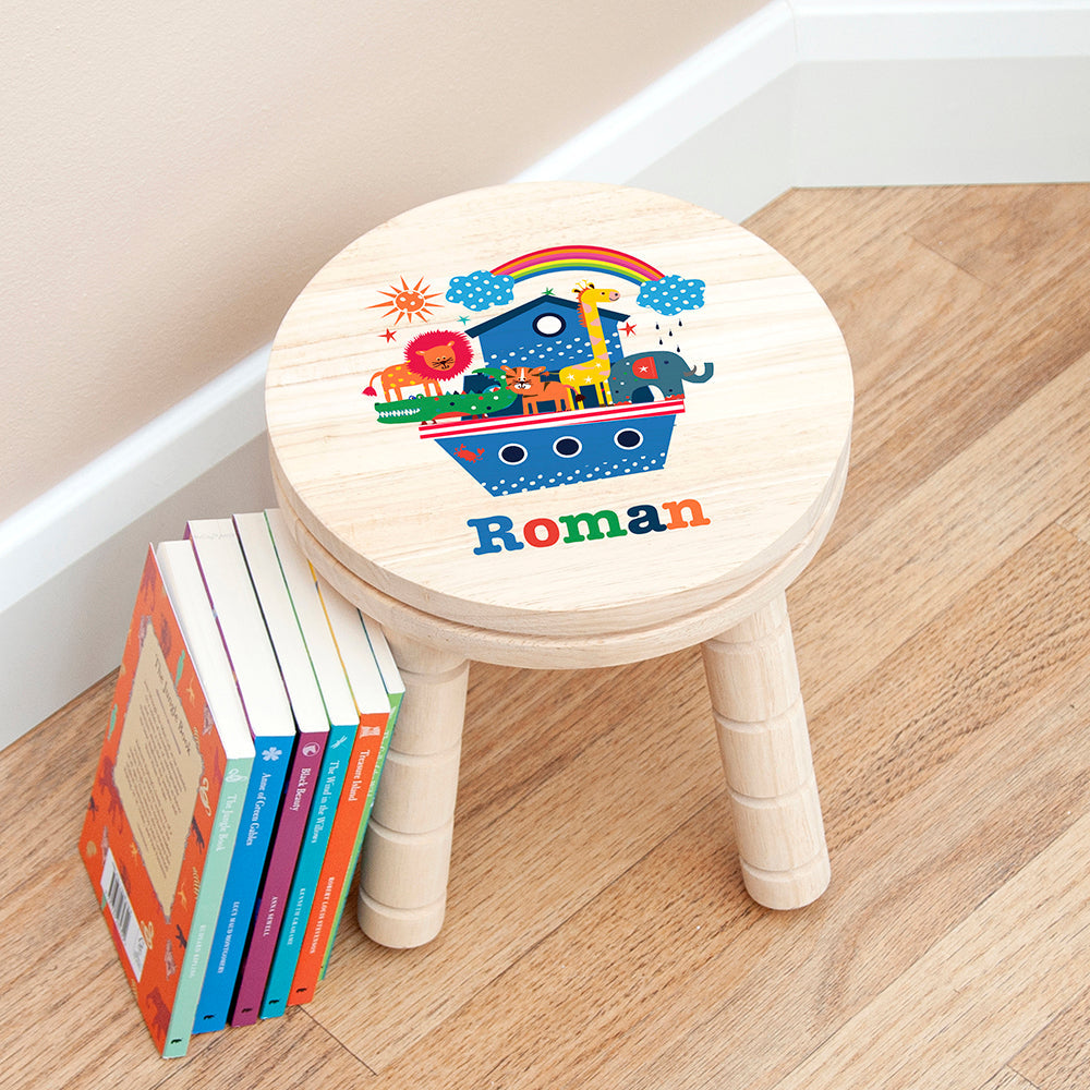 Personalised Kid’s Noah’s Ark Wooden Stool: 2 - Wooden Stools By Gift Moments
