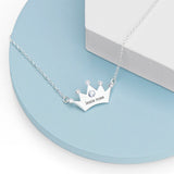 Personalised Kids Princess Crown Necklace with Crystal Detail: 6 - Silver - Necklaces By Gift Moments