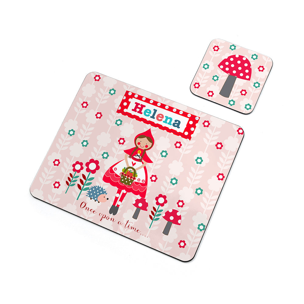 Personalised Kid’s Riding Hood Placemat & Coaster Set: 3 - Placemats By Gift Moments