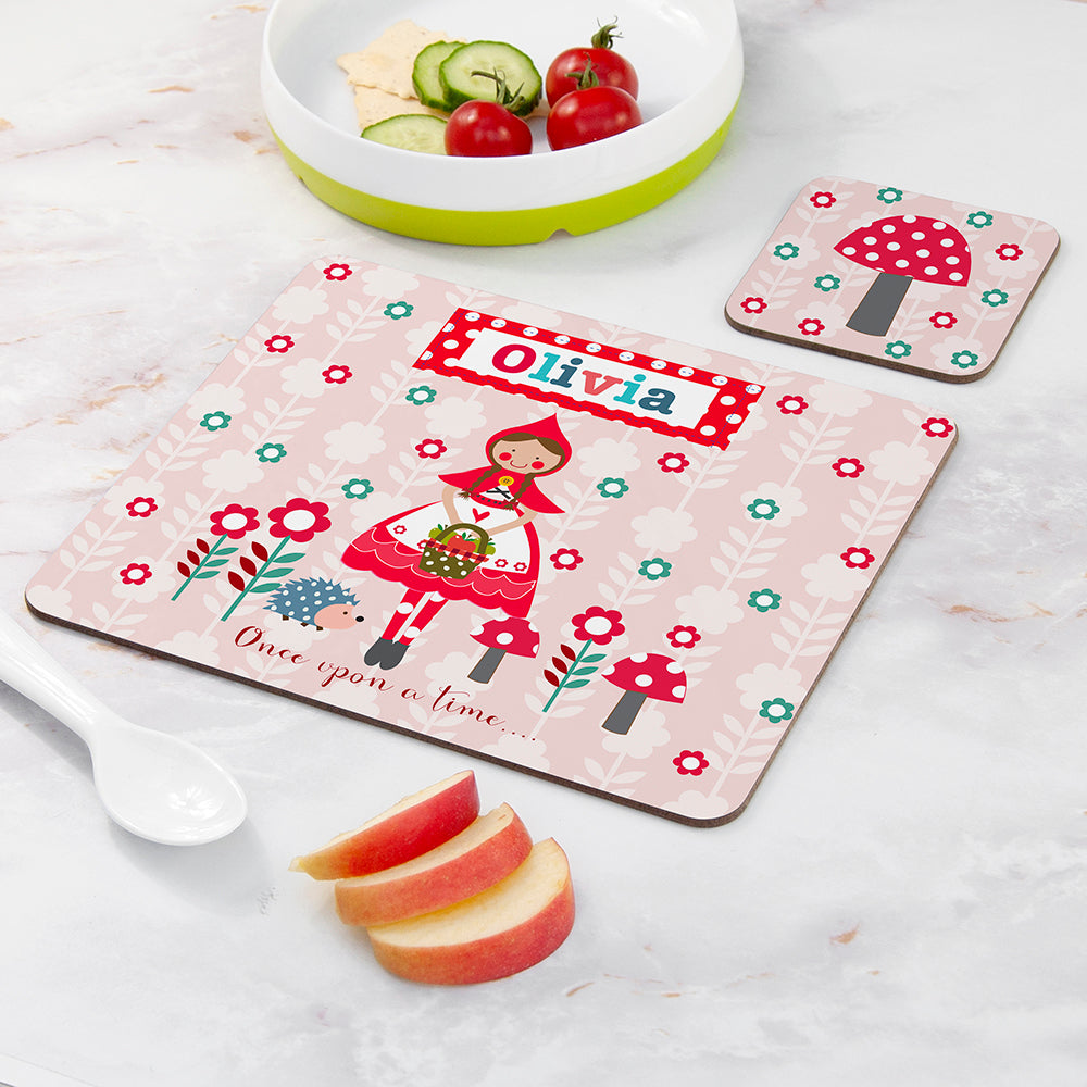 Personalised Kid’s Riding Hood Placemat & Coaster Set: 2 - Placemats By Gift Moments