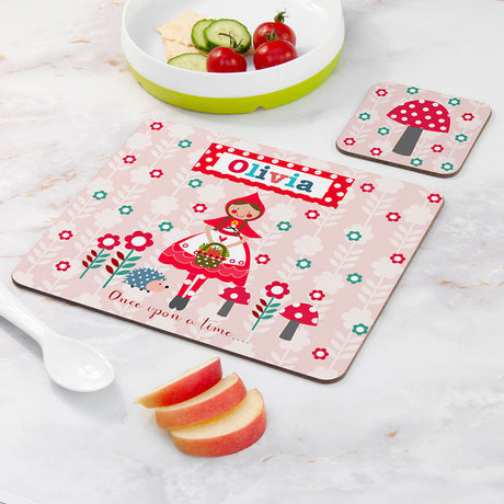Personalised Kid’s Riding Hood Placemat & Coaster Set: 2 - Placemats By Gift Moments