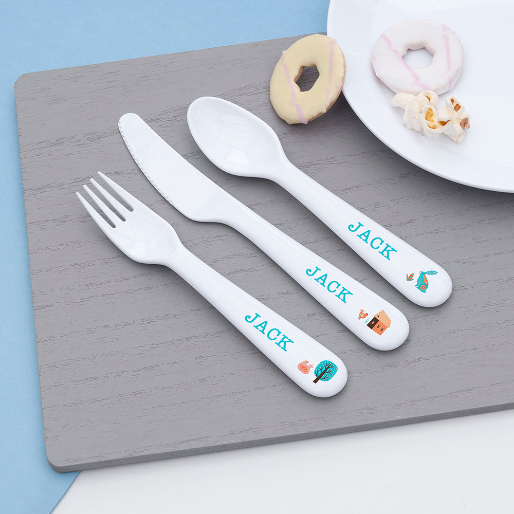 Personalised Kids Scandi Summer Plastic Dining Set: 4 - Tableware By Gift Moments