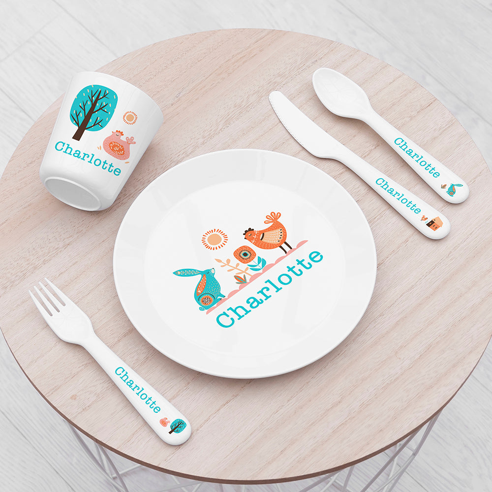 Personalised Kids Scandi Summer Plastic Dining Set: 1 - Tableware By Gift Moments