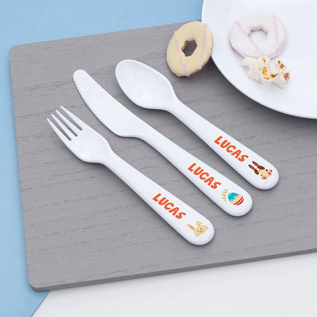 Personalised Kids Spring Bunny Plastic Dining Set: 4 - Tableware By Gift Moments