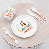 Personalised Kids Spring Bunny Plastic Dining Set: 1 Tableware By Gift Moments