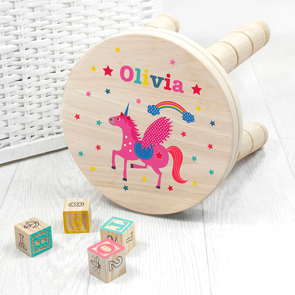Personalised Kid’s Unicorn Wooden Stool: 1 - Wooden Stools By Gift Moments