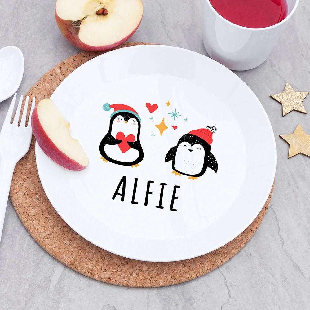 Personalised Kids Winter Penguin Plastic Dining Set: 3 - Tableware By Gift Moments