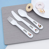 Personalised Kids Winter Penguin Plastic Dining Set: 4 Tableware By Gift Moments