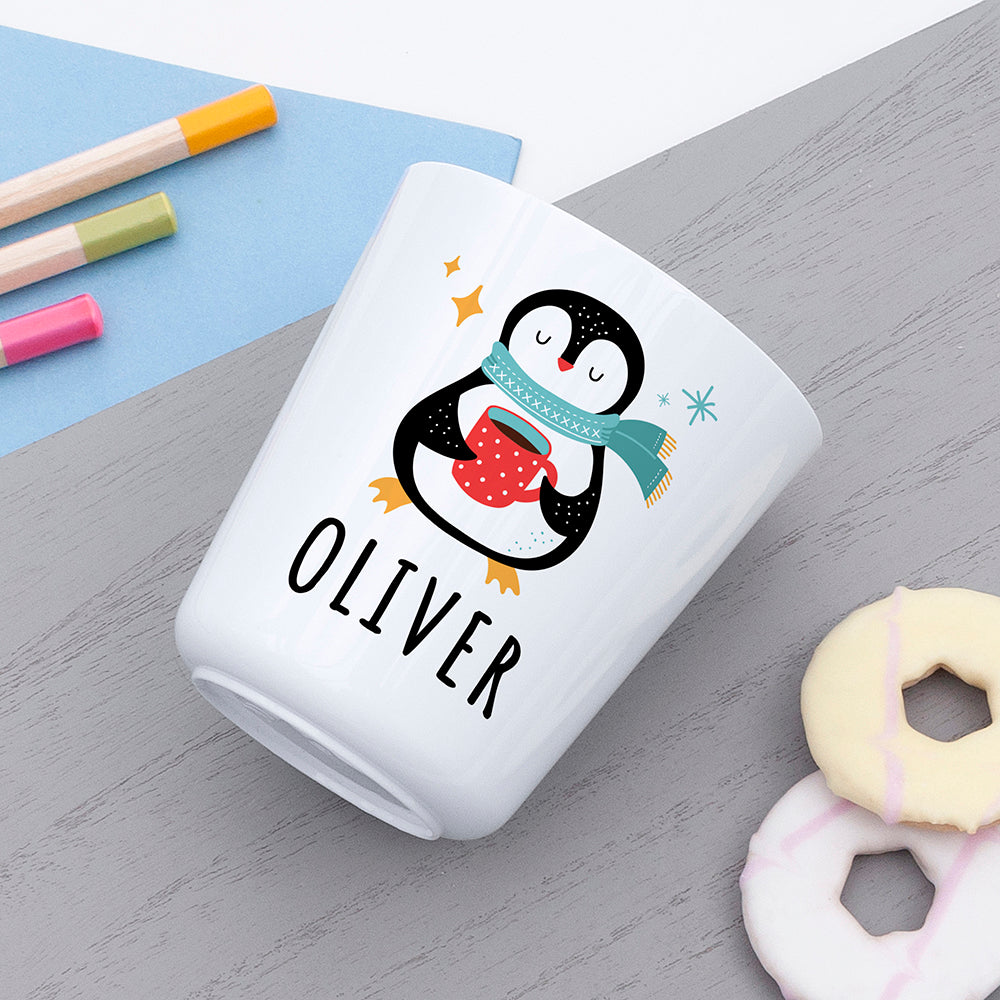 Personalised Kids Winter Penguin Plastic Dining Set: 2 Tableware By Gift Moments