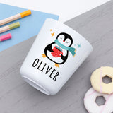 Personalised Kids Winter Penguin Plastic Dining Set: 2 Tableware By Gift Moments