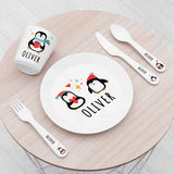 Personalised Kids Winter Penguin Plastic Dining Set: 1 Tableware By Gift Moments