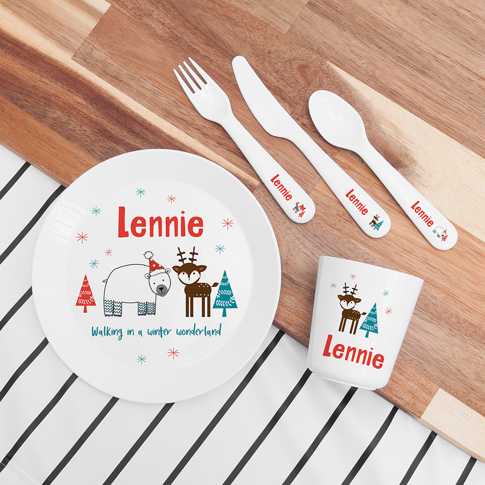 Personalised Kids Winter Wonderland Dining Set: 1 - Tableware By Gift Moments