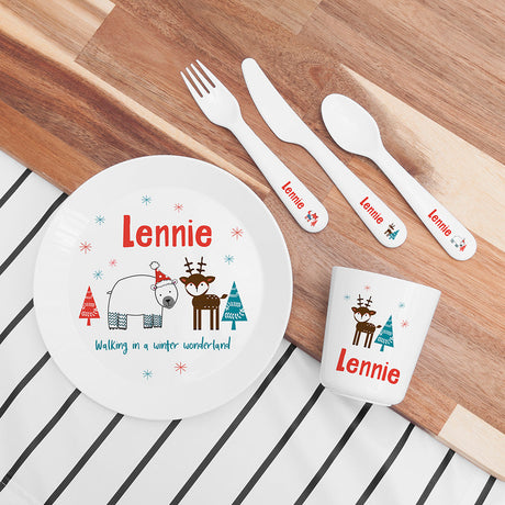 Personalised Kids Winter Wonderland Dining Set: 1 - Tableware By Gift Moments