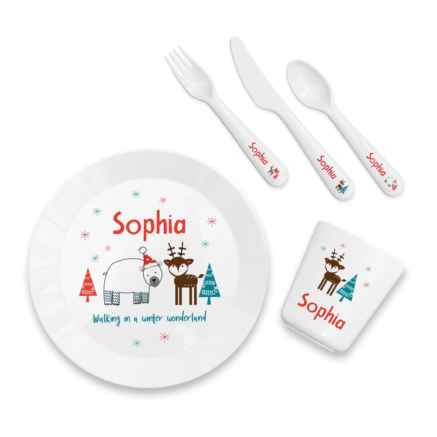Personalised Kids Winter Wonderland Dining Set: 3 - Tableware By Gift Moments