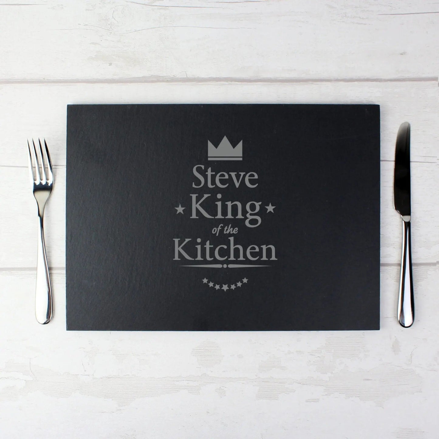 Personalised King of the Kitchen Slate Placemat: 2 - Placemats By Gift Moments