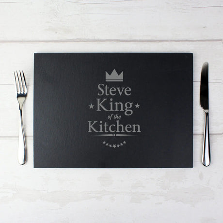 Personalised King of the Kitchen Slate Placemat: 2 - Placemats By Gift Moments