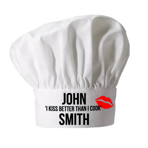 Personalised I Kiss Better Than I Cook Chef Hat: 1 - Chef Hats By Gift Moments